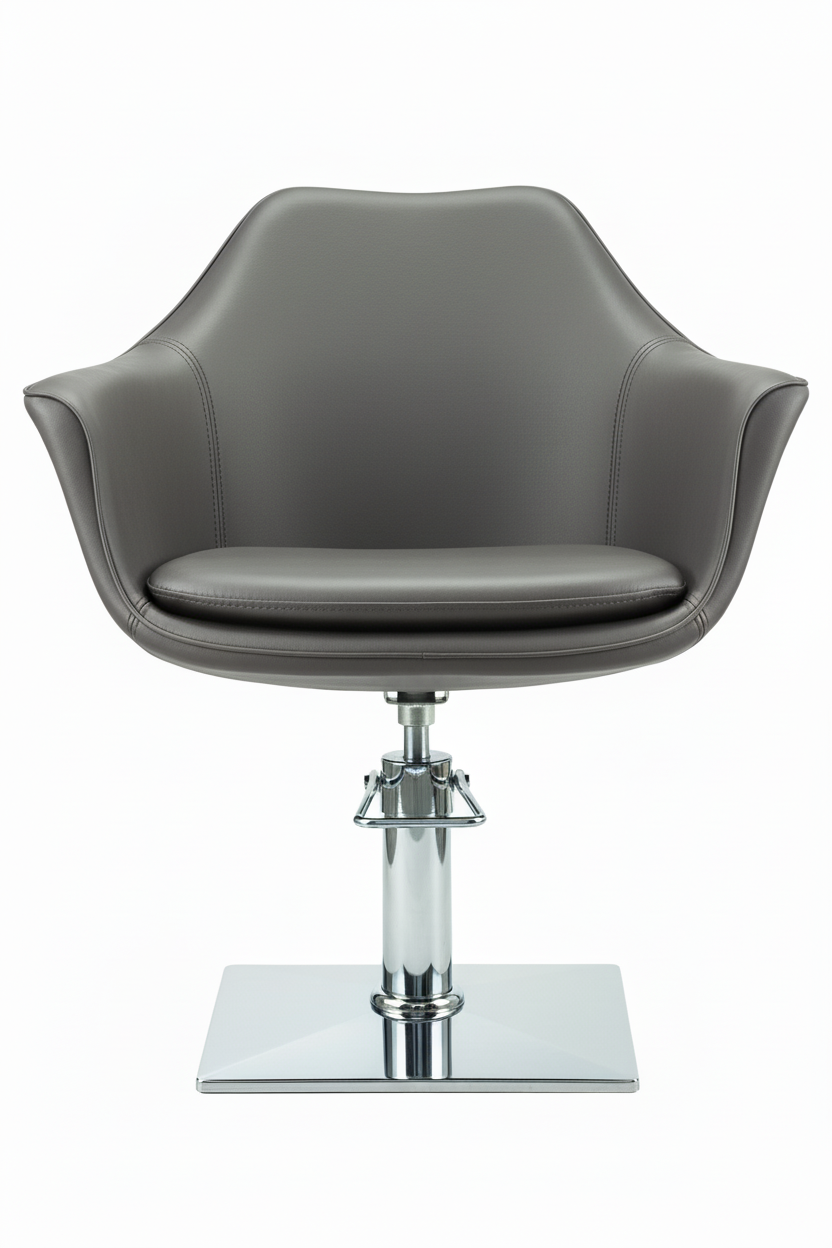 Grey leather - square chrome base