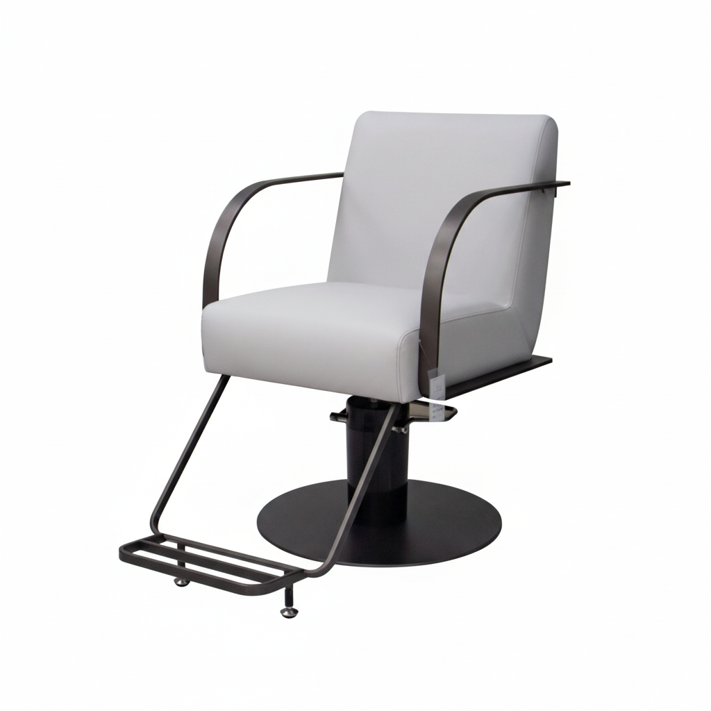 Grey Salon Chair with Footrest - Black