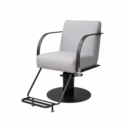 Grey Salon Chair with Footrest - Black