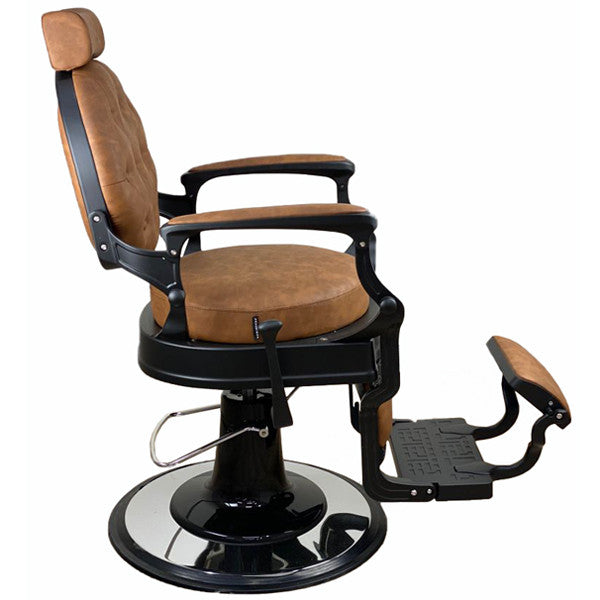 Harlem Barber Chair - Black Frame - Tan Upholstery