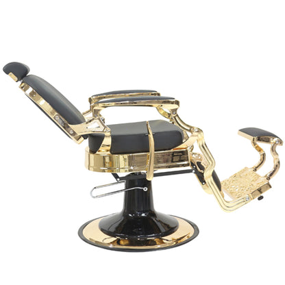 Havana Barber Chair - Gold Frame - Black Upholstery