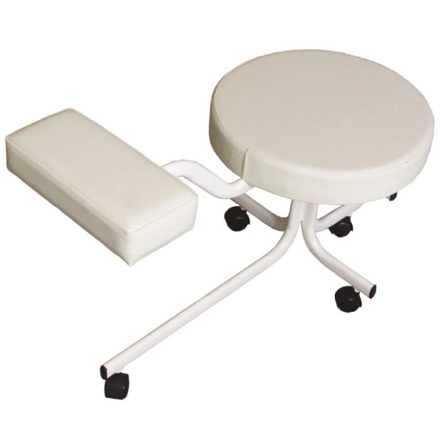 Pedicure Stool - White upholstery with powder coated frame