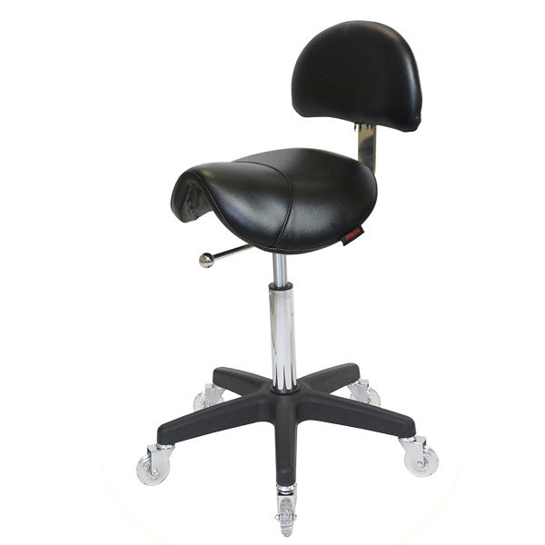 Saddle Stool with Back Black - Black Base