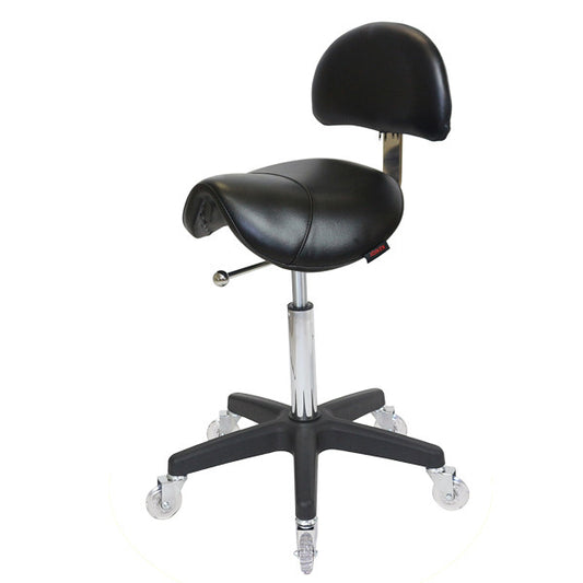 Saddle Stool with Back Black - Black Base