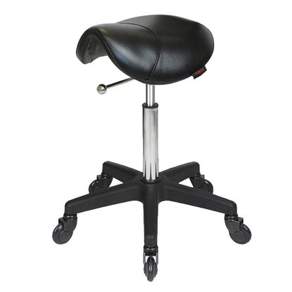 Saddle Stool No Back Black - Black Base - Click'n Clean Castor Wheels