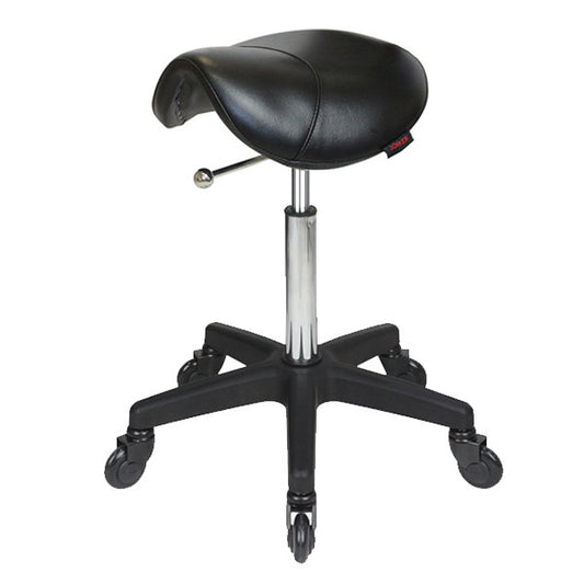 Saddle Stool No Back Black - Black Base - Click'n Clean Castor Wheels
