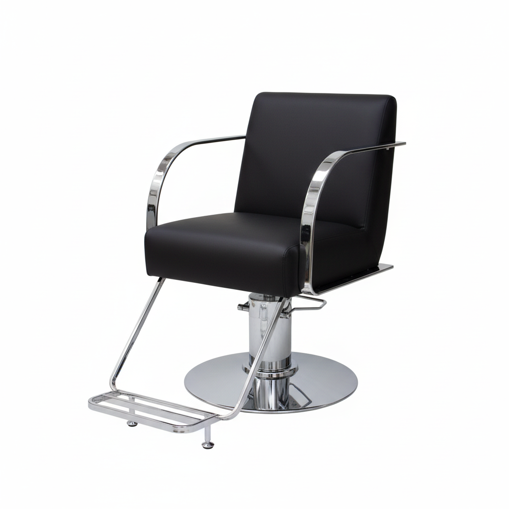 Salon Chair - Black Chrome