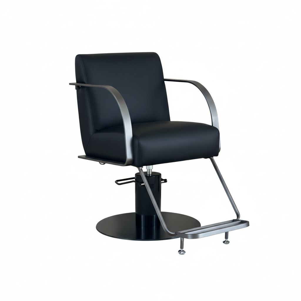 Salon Chair - Black with Silver Panels