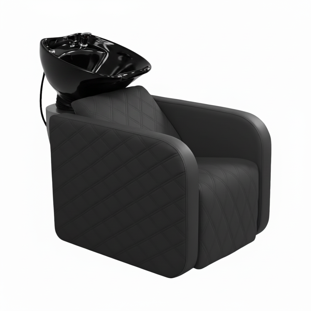Salon chair with black basin