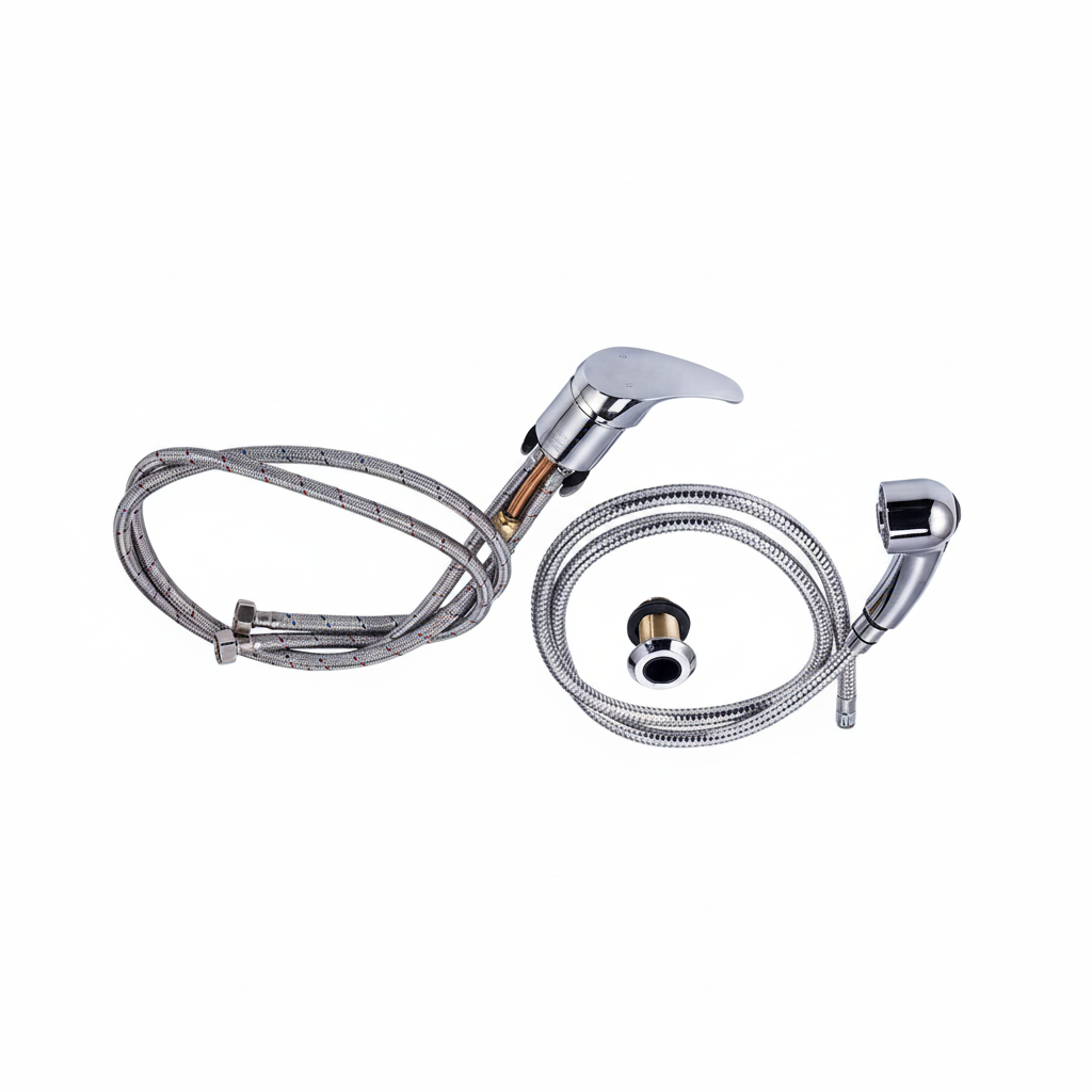 Square chrome mixer set product image