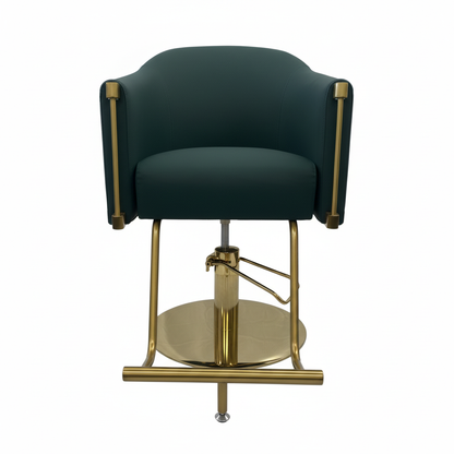 Teal salon chair - plain white background 1:1
