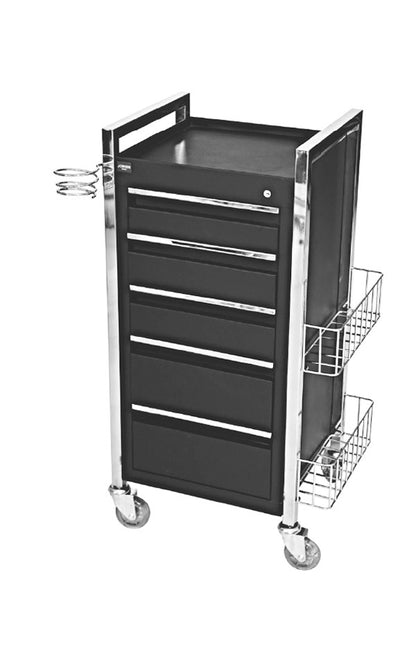 Twilight 5 Drawer Hairdressing Beauty Trolley - Chrome Frame