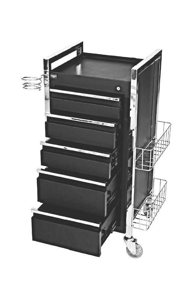 Twilight 5 Drawer Hairdressing Beauty Trolley - Chrome Frame - Click'n Clean Castor Wheels