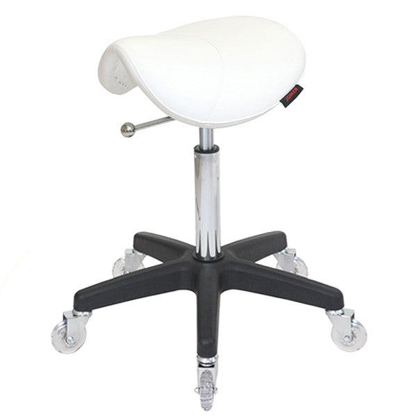 Saddle Stool No Back White - Black Base