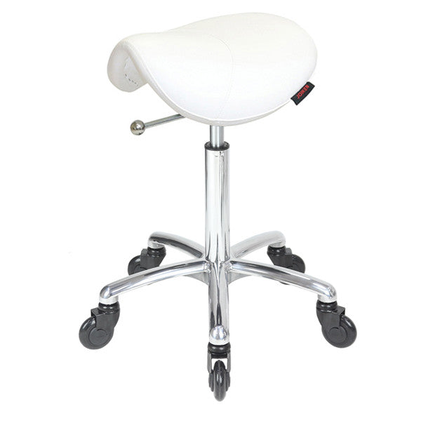 Saddle No Back White - Chrome Base