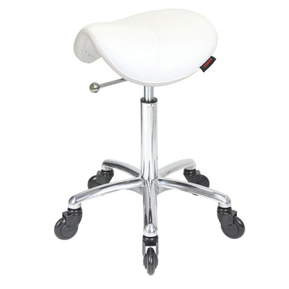 Saddle No Back White - Chrome Base