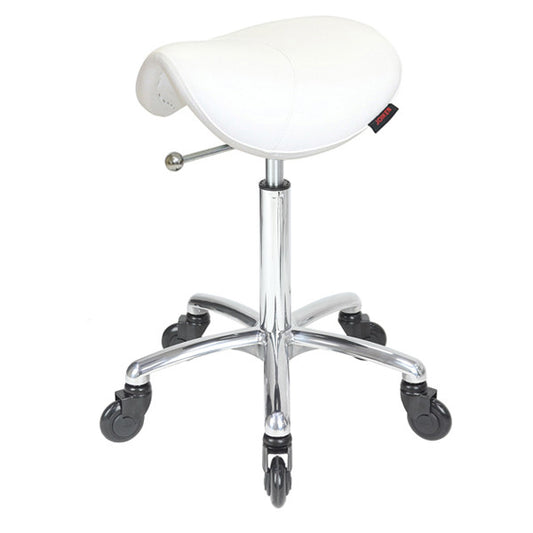 Saddle No Back White - Chrome Base