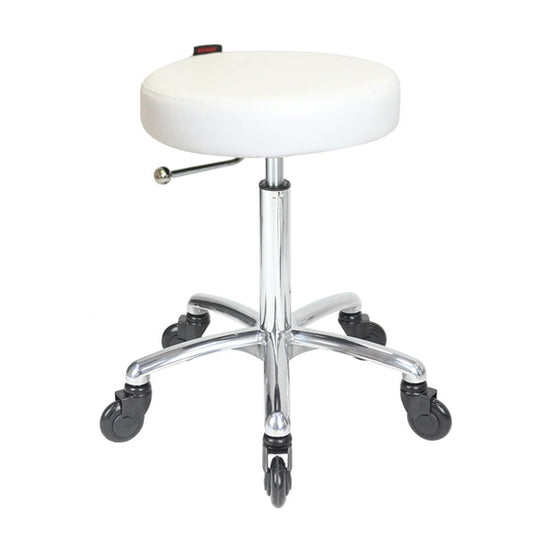 Turbo Stool White - Chrome Base - Click'n Clean Castor Wheels
